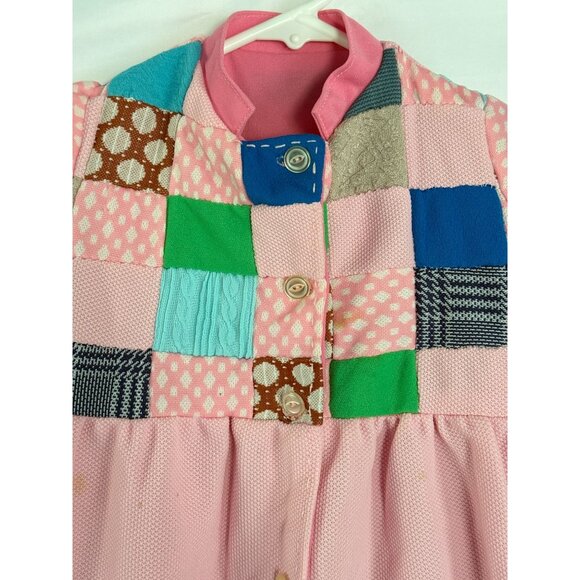 Vintage Handmade Patchwork Quilt Dress Polyester Knits Girls Toddler 2/3T - Picture 2 of 12
